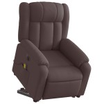 vidaXL Fotoliu electric masaj rabatabil cu ridicare maro închis textil vidaXL Fotoliu electric masaj rabatabil cu ridicare maro închis textil