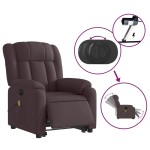 vidaXL Fotoliu electric masaj rabatabil cu ridicare maro închis textil vidaXL Fotoliu electric masaj rabatabil cu ridicare maro închis textil