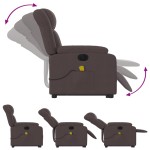 vidaXL Fotoliu electric masaj rabatabil cu ridicare maro închis textil vidaXL Fotoliu electric masaj rabatabil cu ridicare maro închis textil