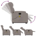 vidaXL Fotoliu electric masaj rabatabil cu ridicare, gri taupe, textil