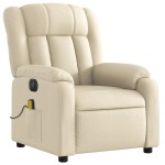 vidaXL Fotoliu electric de masaj rabatabil cu ridicare, crem, textil vidaXL Fotoliu electric de masaj rabatabil cu ridicare, crem, textil