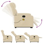 vidaXL Fotoliu electric de masaj rabatabil cu ridicare, crem, textil vidaXL Fotoliu electric de masaj rabatabil cu ridicare, crem, textil