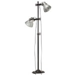 vidaXL Lampă de podea cu 2 abajururi, argintiu, E27, fontă vidaXL Lampă de podea cu 2 abajururi, argintiu, E27, fontă