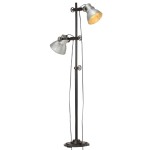 vidaXL Lampă de podea cu 2 abajururi, argintiu, E27, fontă vidaXL Lampă de podea cu 2 abajururi, argintiu, E27, fontă