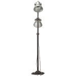 vidaXL Lampă de podea cu 2 abajururi, argintiu, E27, fontă vidaXL Lampă de podea cu 2 abajururi, argintiu, E27, fontă