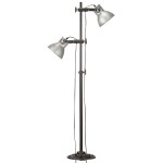 vidaXL Lampă de podea cu 2 abajururi, argintiu, E27, fontă vidaXL Lampă de podea cu 2 abajururi, argintiu, E27, fontă