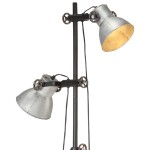 vidaXL Lampă de podea cu 2 abajururi, argintiu, E27, fontă vidaXL Lampă de podea cu 2 abajururi, argintiu, E27, fontă