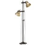 vidaXL Lampă de podea cu 2 abajururi, arămiu, E27, fontă vidaXL Lampă de podea cu 2 abajururi, arămiu, E27, fontă