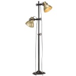 vidaXL Lampă de podea cu 2 abajururi, arămiu, E27, fontă vidaXL Lampă de podea cu 2 abajururi, arămiu, E27, fontă