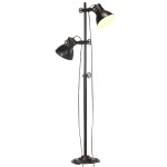 vidaXL Lampă de podea cu 2 abajururi, negru, E27, fontă vidaXL Lampă de podea cu 2 abajururi, negru, E27, fontă