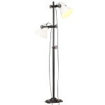 vidaXL Lampă de podea cu 2 abajururi, alb, fontă, E27 vidaXL Lampă de podea cu 2 abajururi, alb, fontă, E27