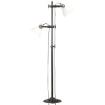 vidaXL Lampă de podea cu 2 abajururi, alb, fontă, E27 vidaXL Lampă de podea cu 2 abajururi, alb, fontă, E27
