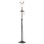 vidaXL Lampă de podea cu 2 abajururi, alb, fontă, E27 vidaXL Lampă de podea cu 2 abajururi, alb, fontă, E27