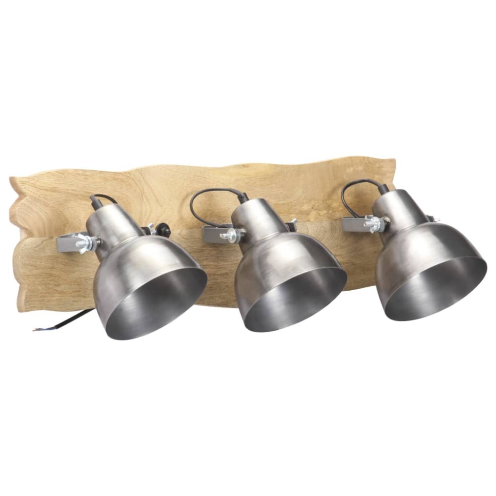 vidaXL Lampă de perete industrială argintiu 68x23 cm lemn mango E27