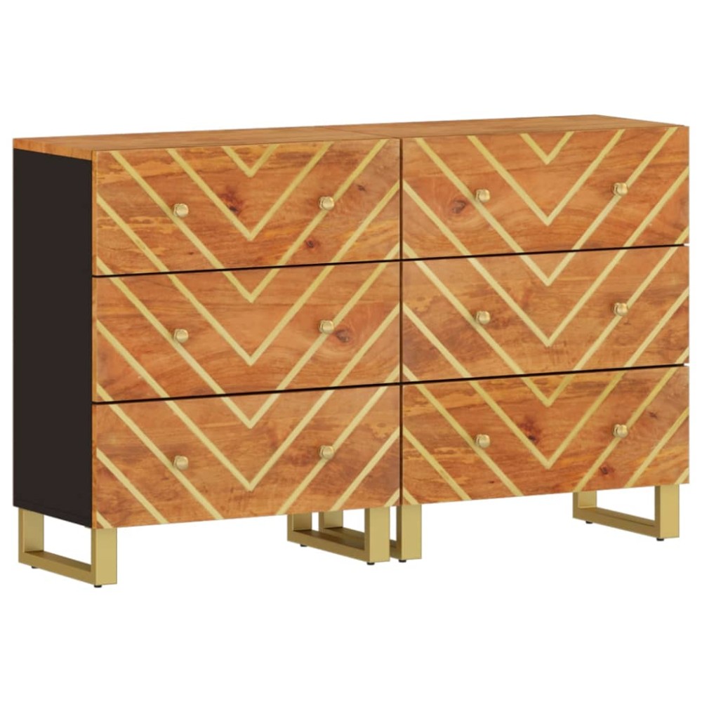 vidaXL Dulapuri lateral, 2 buc., maro/negru, 60x33,5x75 cm, lemn mango