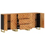vidaXL Dulapuri lateral, 3 buc., maro/negru, 60x33,5x75 cm, lemn mango