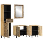 vidaXL Set mobilier de baie, 4 piese, lemn masiv de mango
