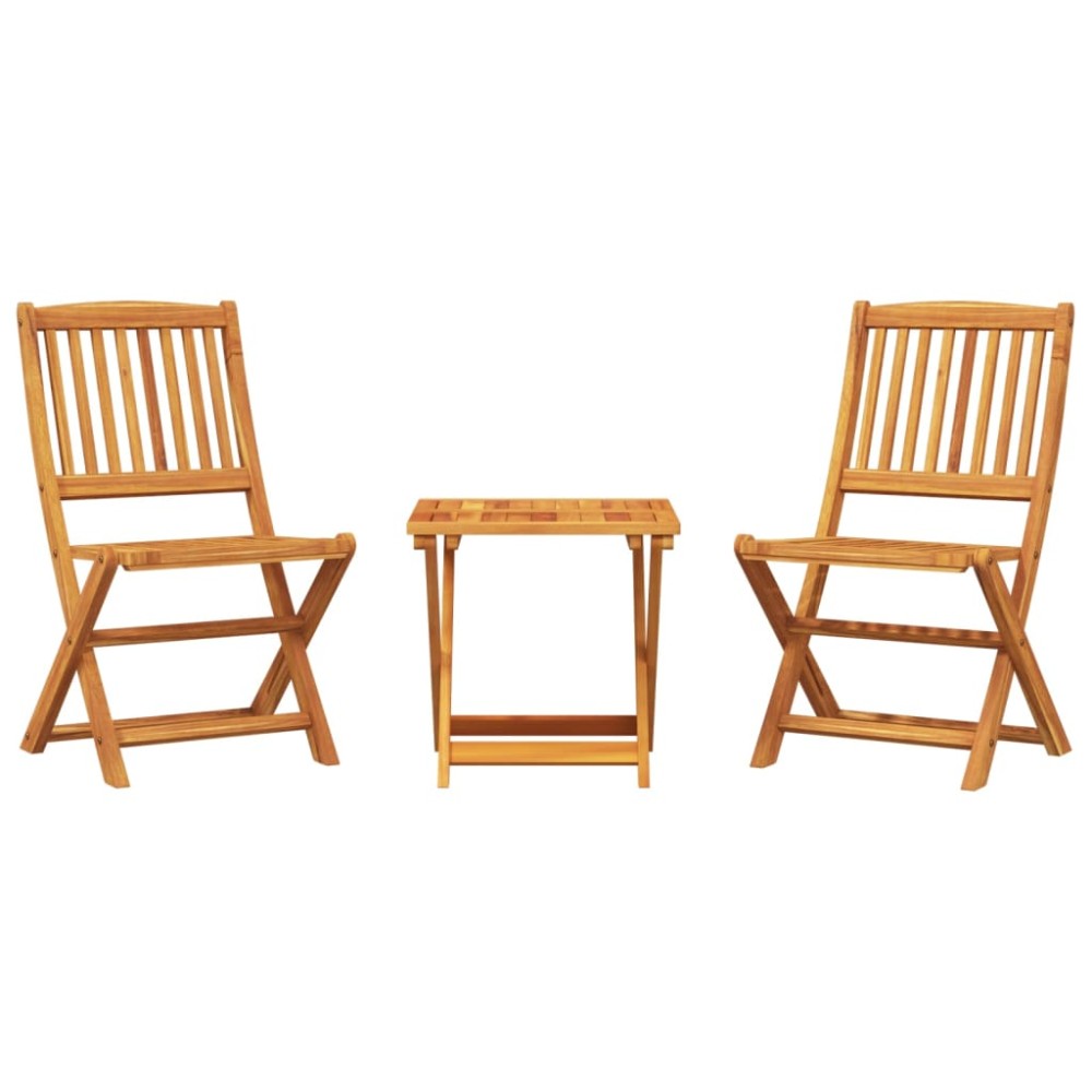 vidaXL Set mobilier grădină pliabil, 3 piese, lemn masiv acacia
