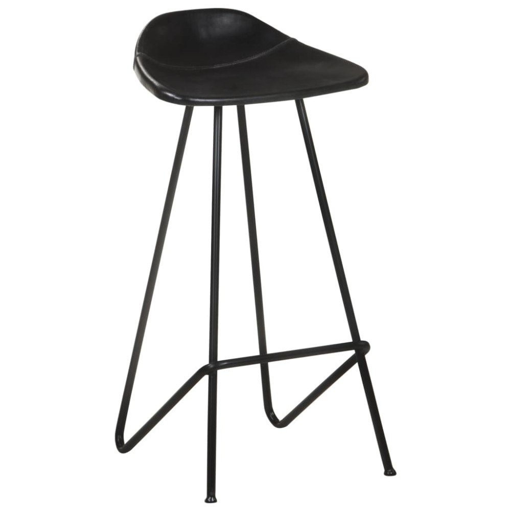 vidaXL Scaune de bar, 2 buc., negru, piele naturală