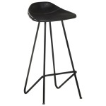 vidaXL Scaune de bar, 2 buc., negru, piele naturală vidaXL Scaune de bar, 2 buc., negru, piele naturală