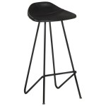 vidaXL Scaune de bar, 2 buc., negru, piele naturală vidaXL Scaune de bar, 2 buc., negru, piele naturală