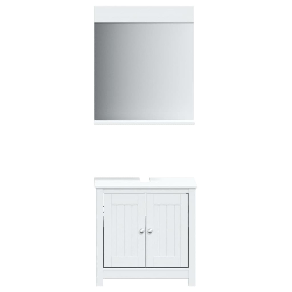 vidaXL Set mobilier baie „BERG”, 2 piese, alb, lemn masiv de pin