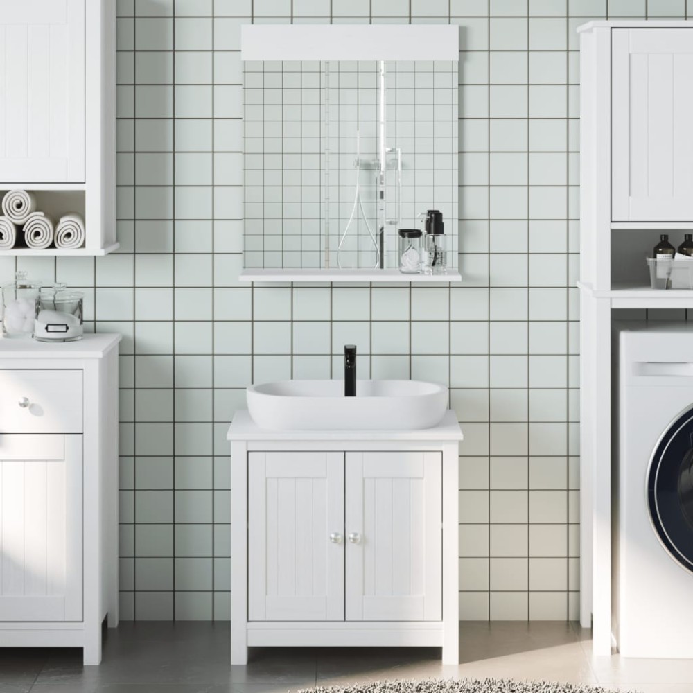 vidaXL Set mobilier baie „BERG”, 2 piese, alb, lemn masiv de pin