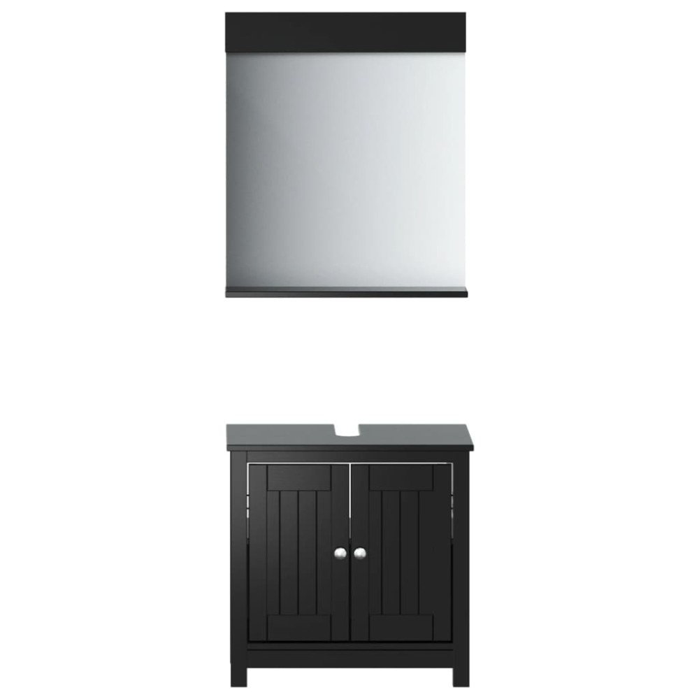 vidaXL Set mobilier de baie „BERG”, 2 piese, negru, lemn masiv de pin