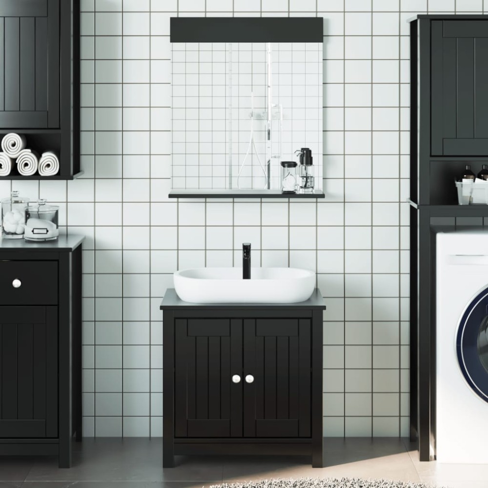 vidaXL Set mobilier de baie „BERG”, 2 piese, negru, lemn masiv de pin
