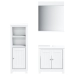vidaXL Set mobilier baie, 3 piese, „BERG”, alb, lemn masiv de pin vidaXL Set mobilier baie, 3 piese, „BERG”, alb, lemn masiv de pin