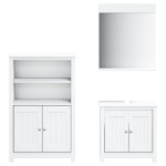 vidaXL Set mobilier baie, 3 piese, „BERG”, alb, lemn masiv de pin vidaXL Set mobilier baie, 3 piese, „BERG”, alb, lemn masiv de pin