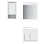vidaXL Set mobilier baie, 3 piese, „BERG”, alb, lemn masiv de pin vidaXL Set mobilier baie, 3 piese, „BERG”, alb, lemn masiv de pin