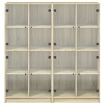vidaXL Bibliotecă cu uși stejar sonoma 136x37x142 cm lemn compozit
