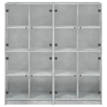 vidaXL Bibliotecă cu uși, gri beton, 136x37x142 cm, lemn compozit