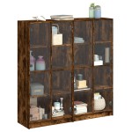 vidaXL Bibliotecă cu uși stejar fumuriu 136x37x142 cm lemn compozit