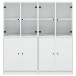 vidaXL Bibliotecă cu uși, alb, 136x37x142 cm, lemn prelucrat