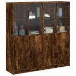 vidaXL Bibliotecă cu uși stejar fumuriu 136x37x142 cm lemn compozit