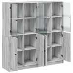 vidaXL Bibliotecă cu uși gri sonoma 136x37x142 cm lemn compozit