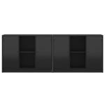 vidaXL Bibliotecă cu uși, negru, 204x37x75 cm, lemn compozit