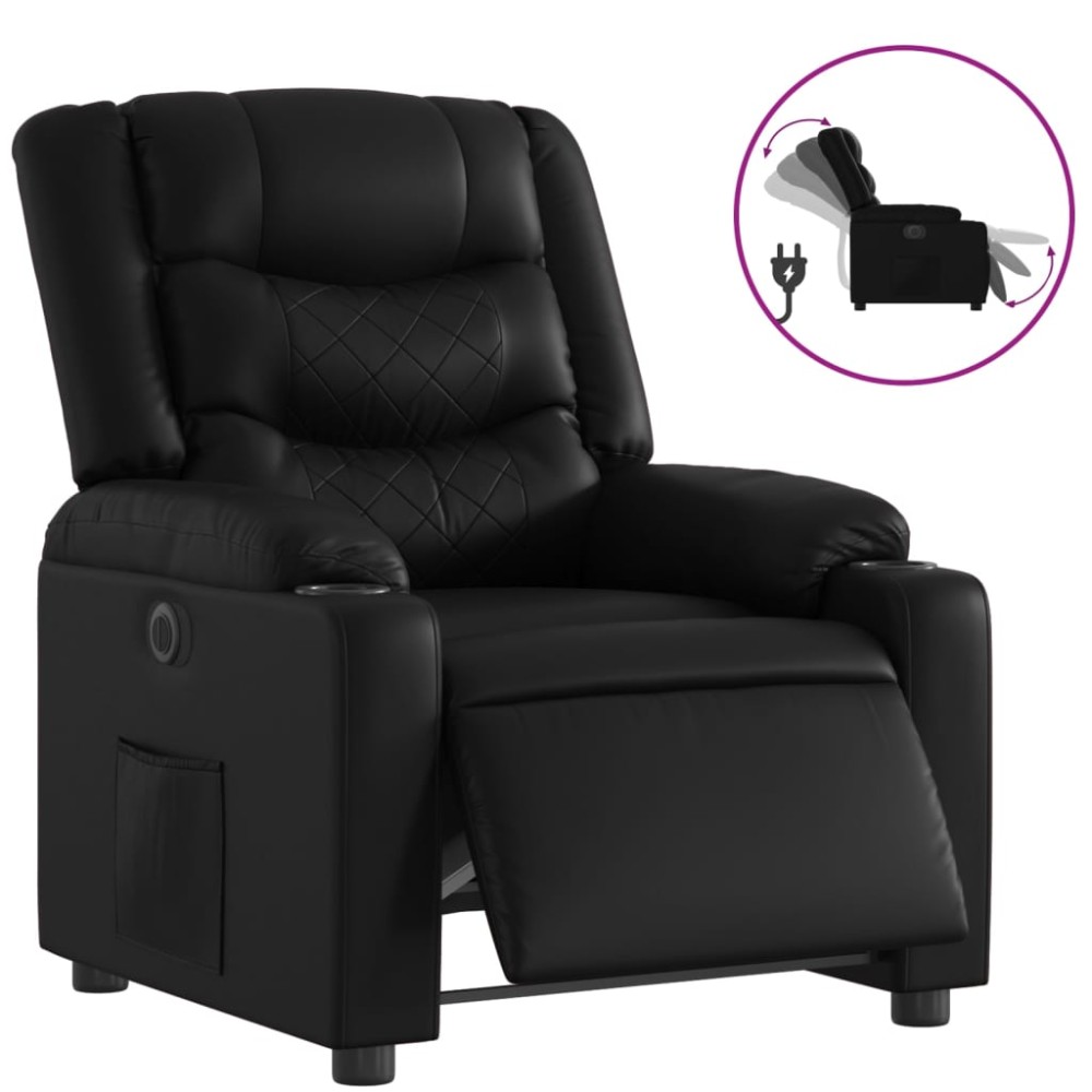 vidaXL Fotoliu rabatabil electric, negru, piele ecologică