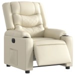 vidaXL Fotoliu rabatabil electric, crem, piele ecologică