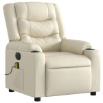 vidaXL Fotoliu electric de masaj rabatabil, crem, piele ecologică