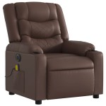 vidaXL Fotoliu electric de masaj rabatabil, maro, piele ecologică