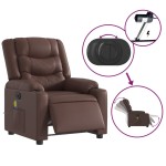 vidaXL Fotoliu electric de masaj rabatabil, maro, piele ecologică