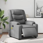 vidaXL Fotoliu de masaj electric rabatabil, gri, piele ecologică vidaXL Fotoliu de masaj electric rabatabil, gri, piele ecologică