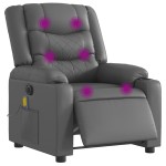 vidaXL Fotoliu de masaj electric rabatabil, gri, piele ecologică vidaXL Fotoliu de masaj electric rabatabil, gri, piele ecologică