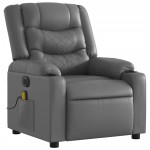 vidaXL Fotoliu de masaj electric rabatabil, gri, piele ecologică vidaXL Fotoliu de masaj electric rabatabil, gri, piele ecologică