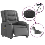 vidaXL Fotoliu de masaj electric rabatabil, gri, piele ecologică vidaXL Fotoliu de masaj electric rabatabil, gri, piele ecologică
