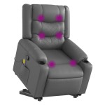 vidaXL Fotoliu rabatabil cu ridicare, gri, piele ecologică