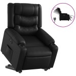 vidaXL Fotoliu rabatabil electric cu ridicare, negru, piele ecologică